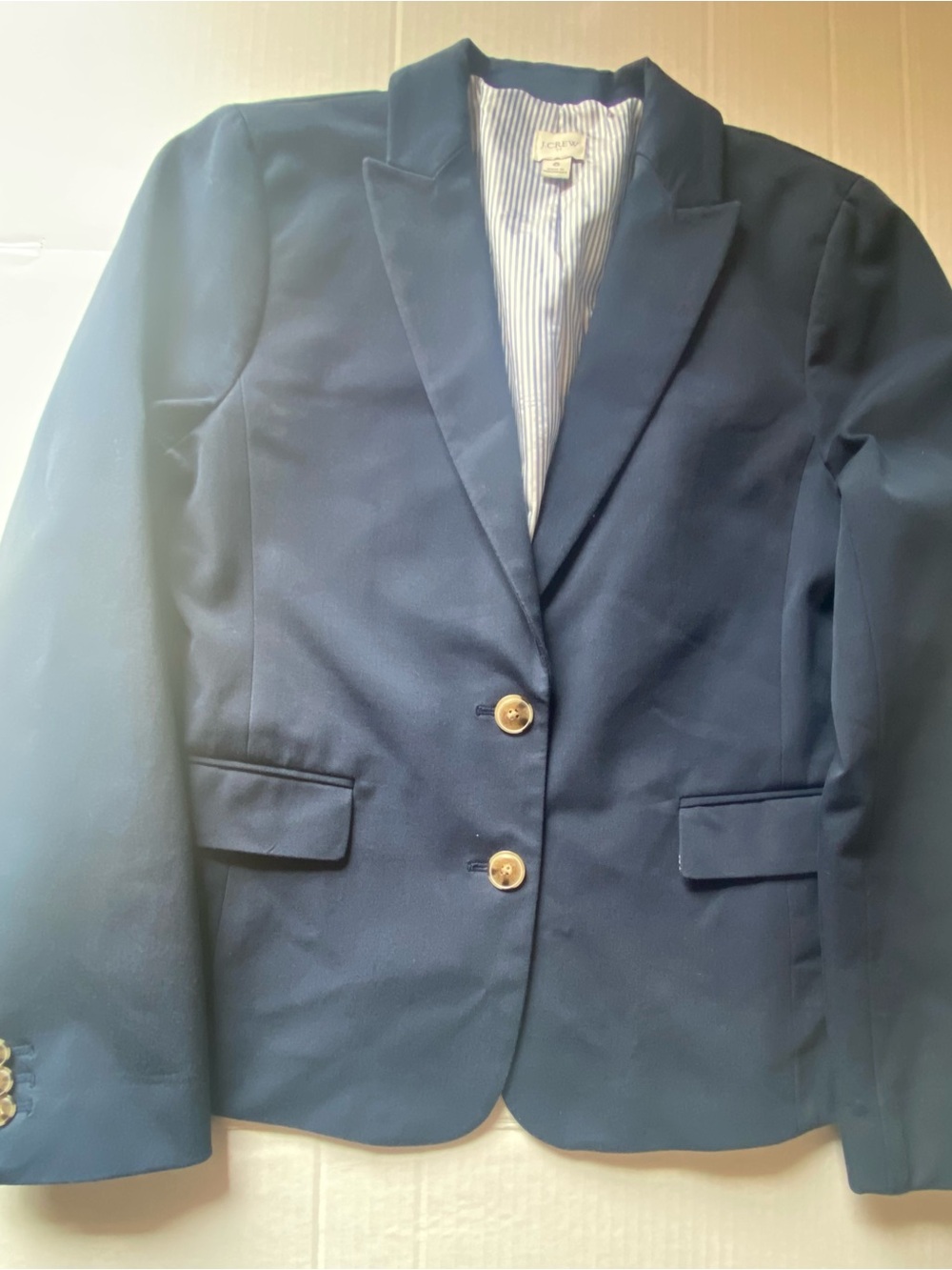 J. Crew Navy Single-Breasted Blazer with Gold Buttons